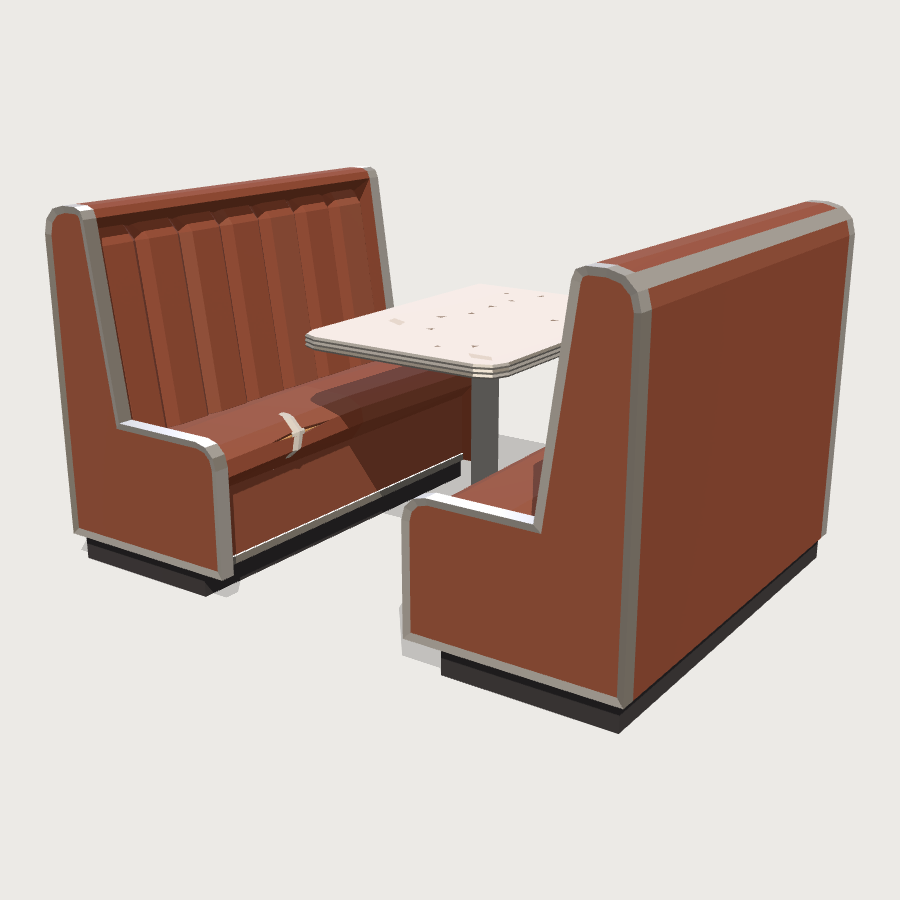 Diner Booth low-poly 3D model