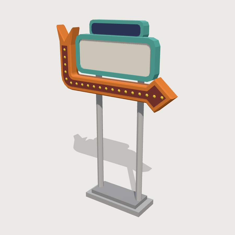 Diner-sign low-poly 3D model