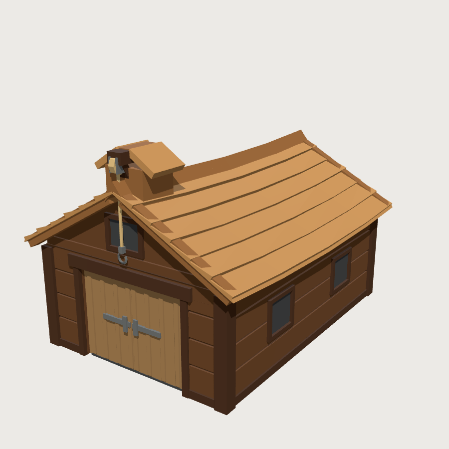 Dock Warehouse low-poly 3D model