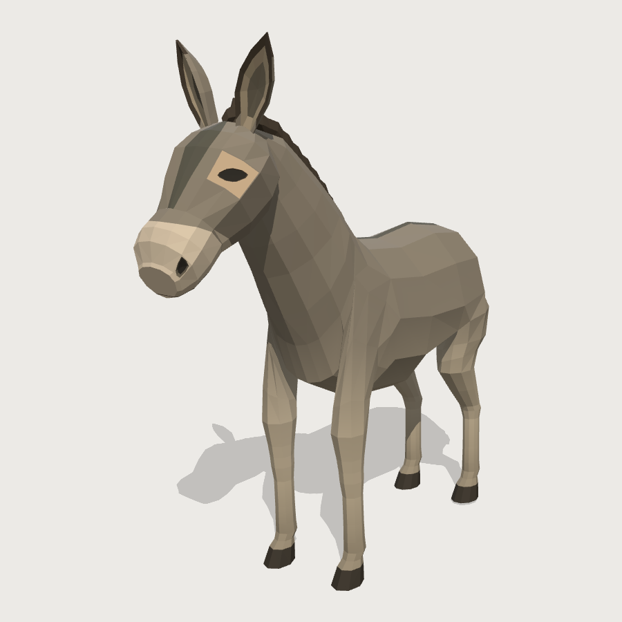 Donkey low-poly 3D model