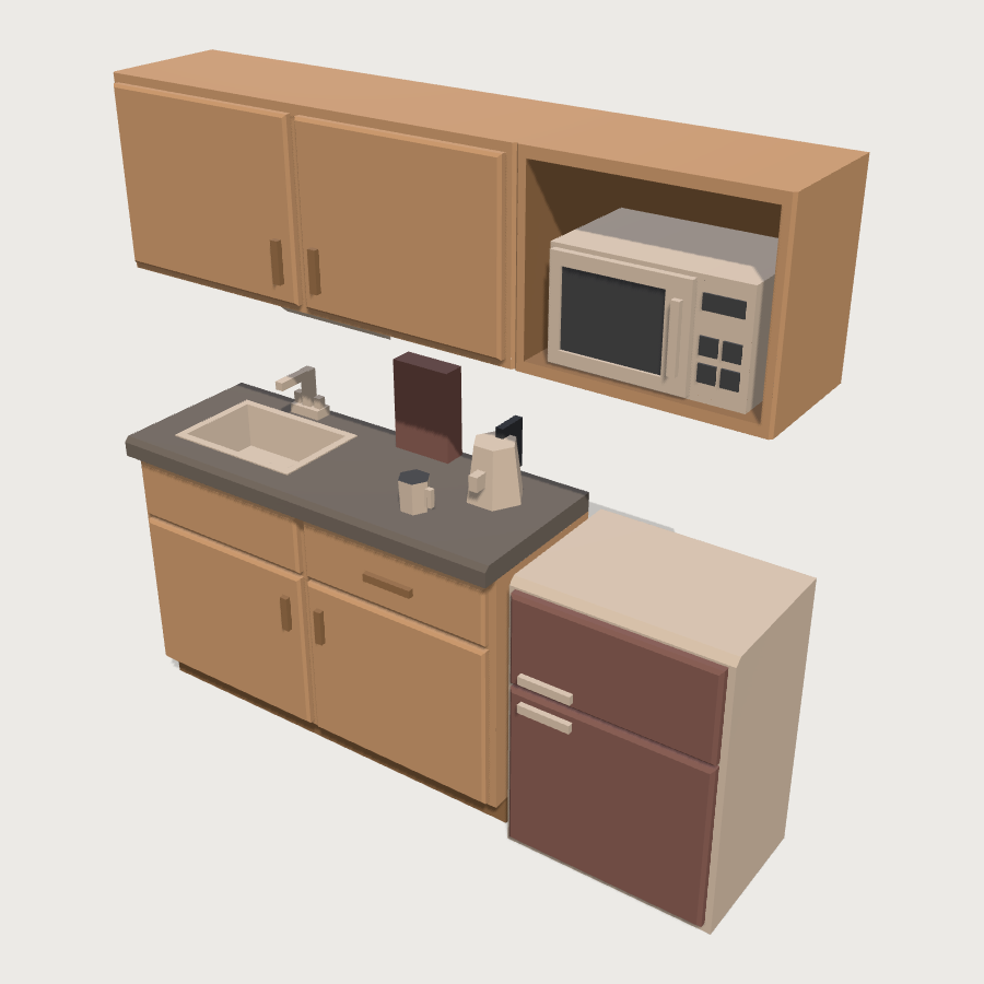 Dorm Kitchenette Run low-poly 3D model