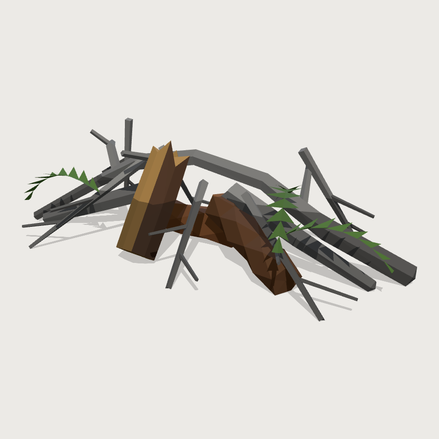 Driftwood Wrack Pile low-poly 3D model