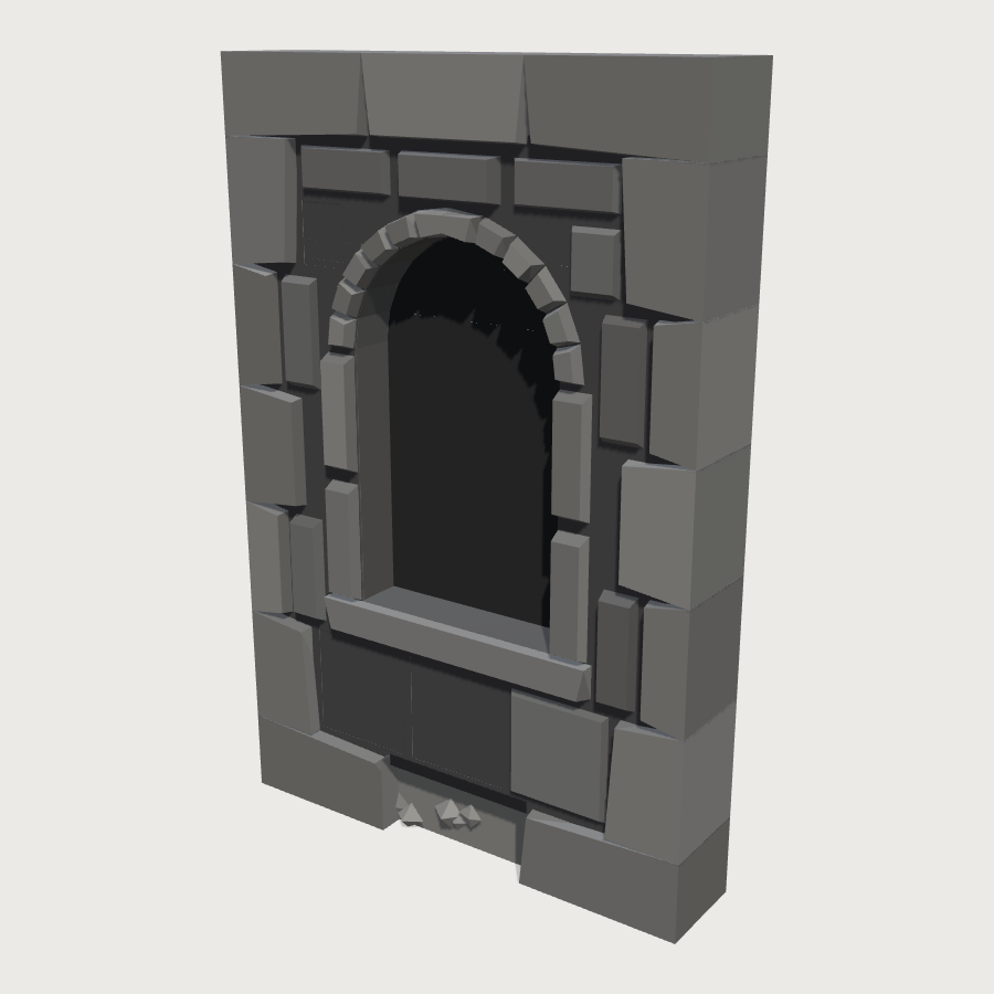 Dungeon Wall Module low-poly 3D model
