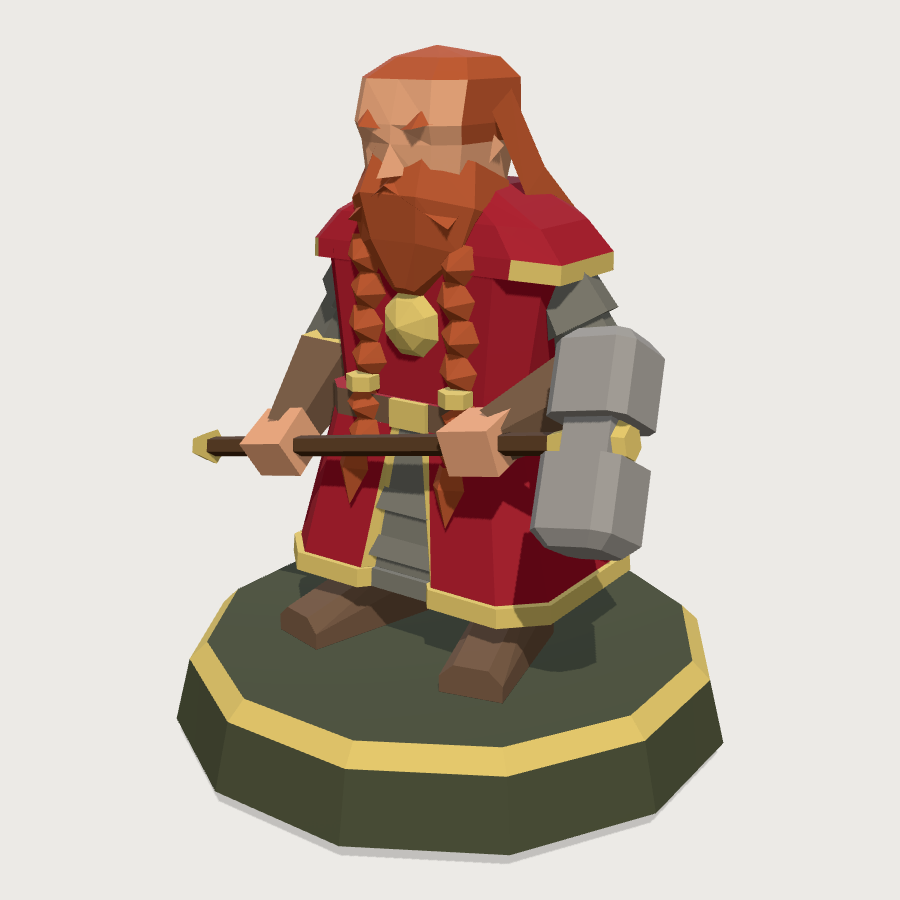 Dwarf Cleric Miniature low-poly 3D model