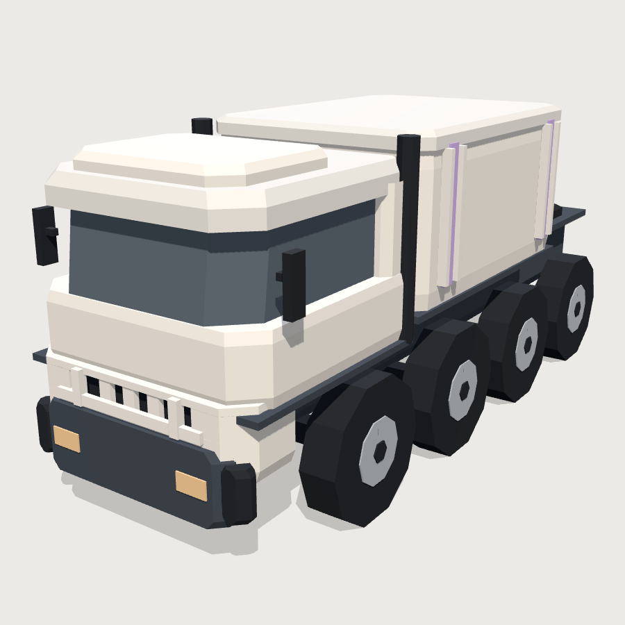 Eight-Wheel Industrial Hauler low-poly 3D model