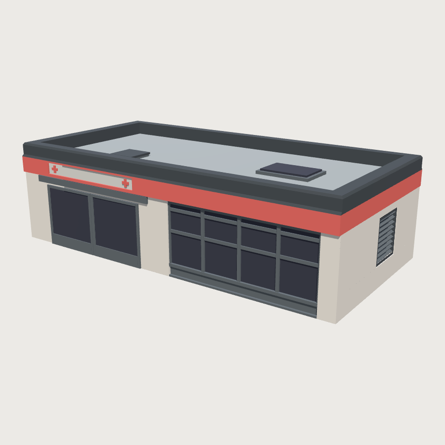 Emergency Entrance Block low-poly 3D model