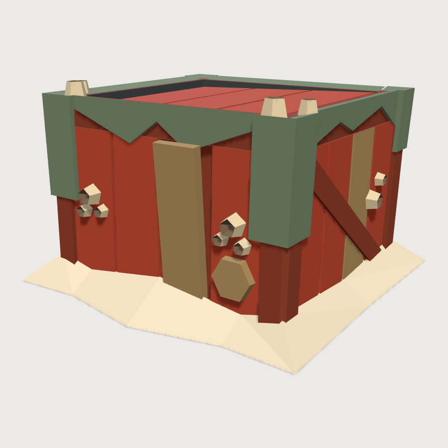 Encrusted Cargo Crate low-poly 3D model