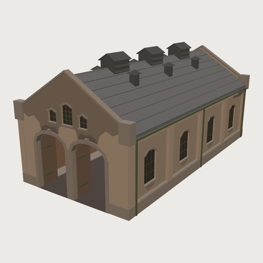 Engine Shed low-poly 3D model