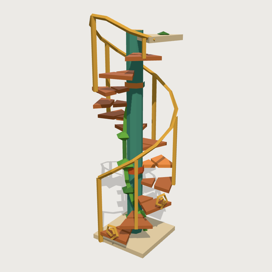 External spiral stair low-poly 3D model