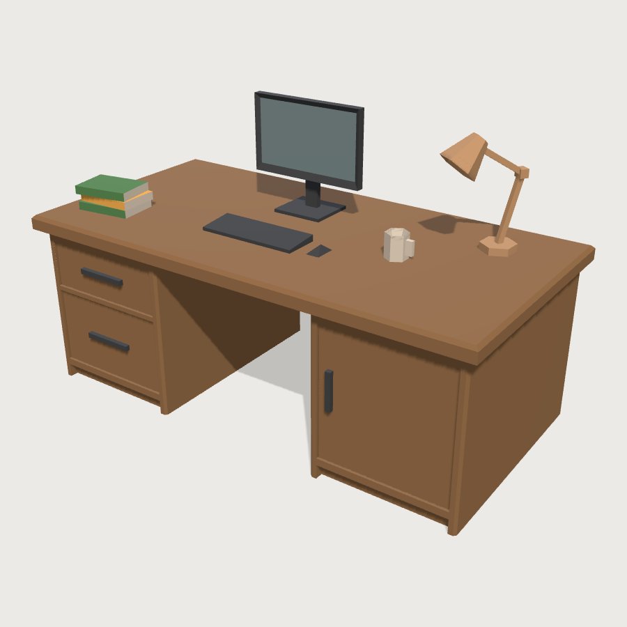 Faculty Office Desk low-poly 3D model