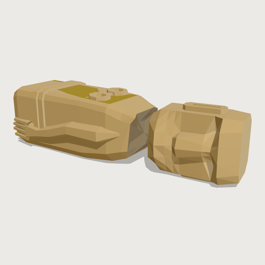 Fallen Moai low-poly 3D model