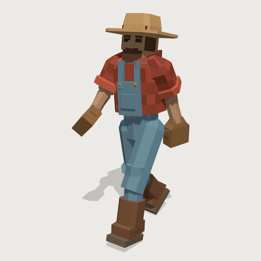 Farmer low-poly 3D model