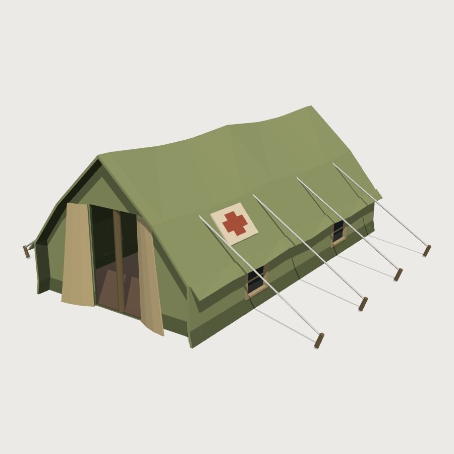 Field Hospital Marquee low-poly 3D model