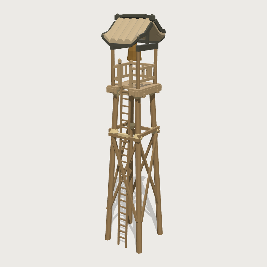Fire Lookout Tower low-poly 3D model