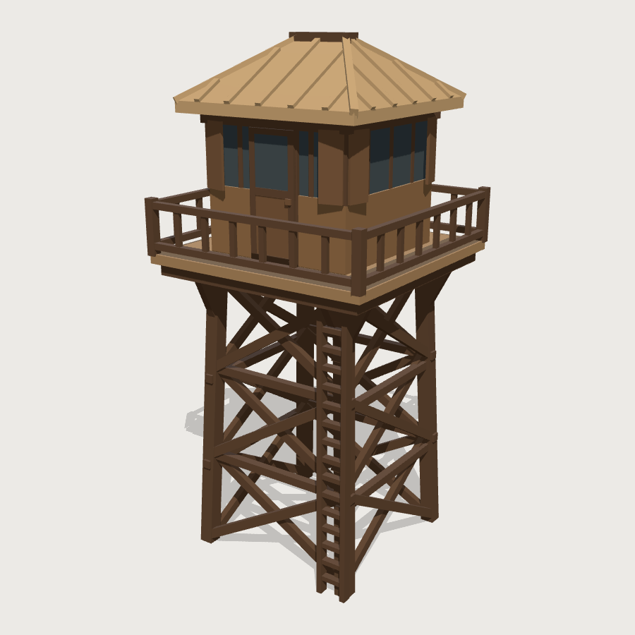 Fire Lookout Tower low-poly 3D model