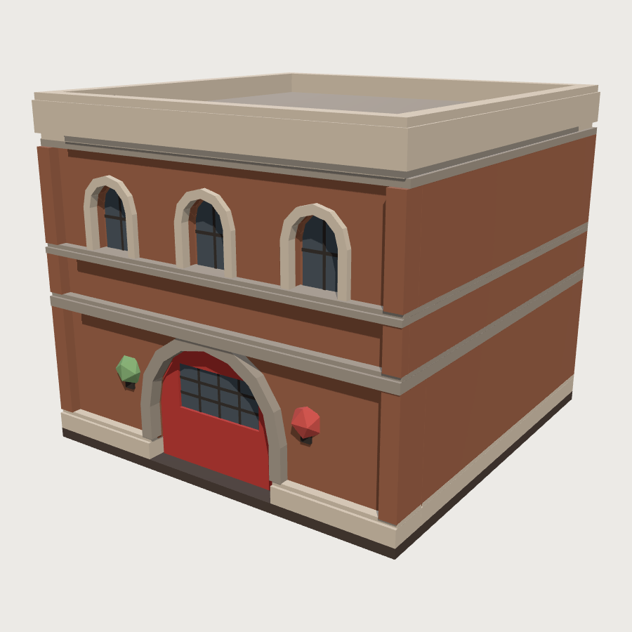 Fire Station low-poly 3D model