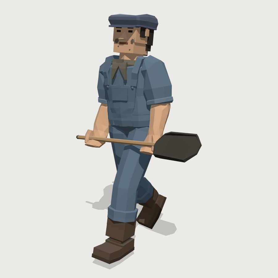Fireman low-poly 3D model