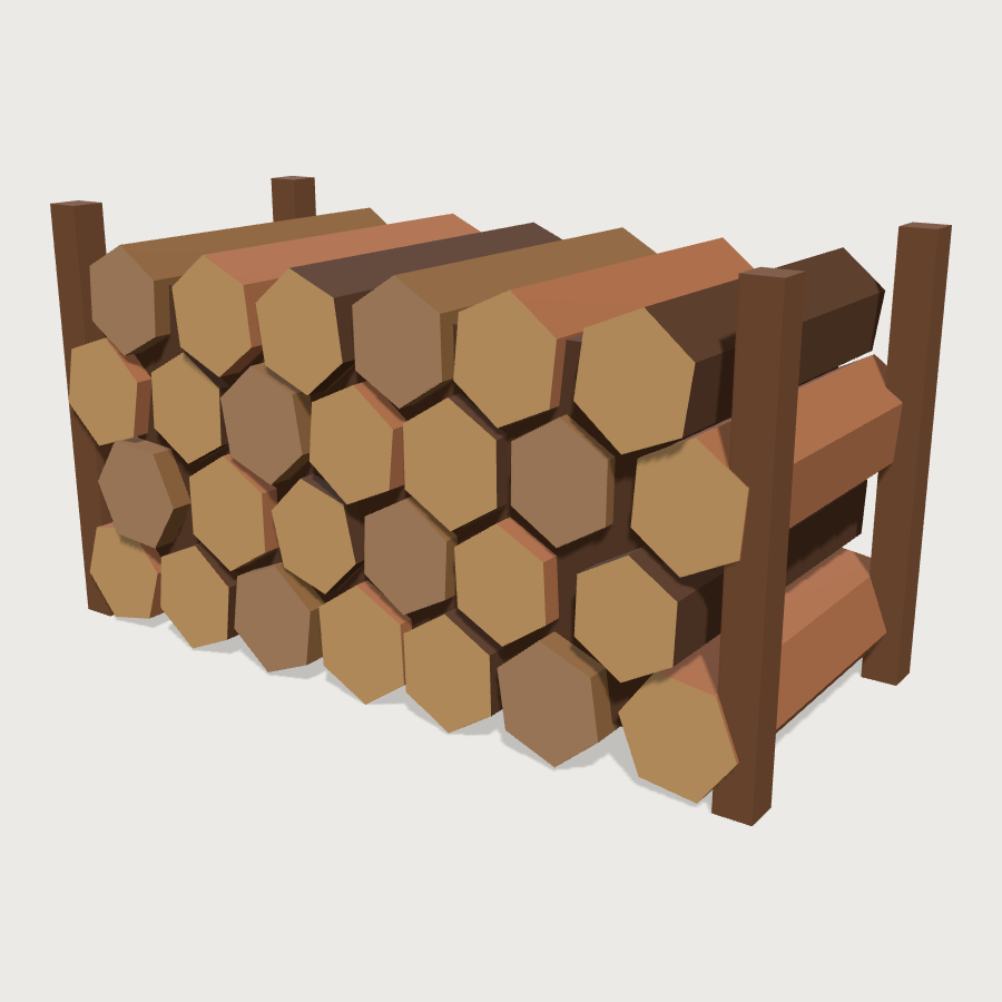 Firewood Stack low-poly 3D model