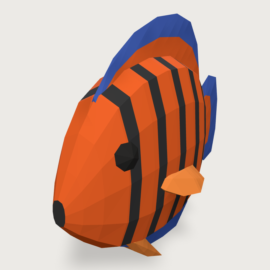 Flame Angelfish low-poly 3D model