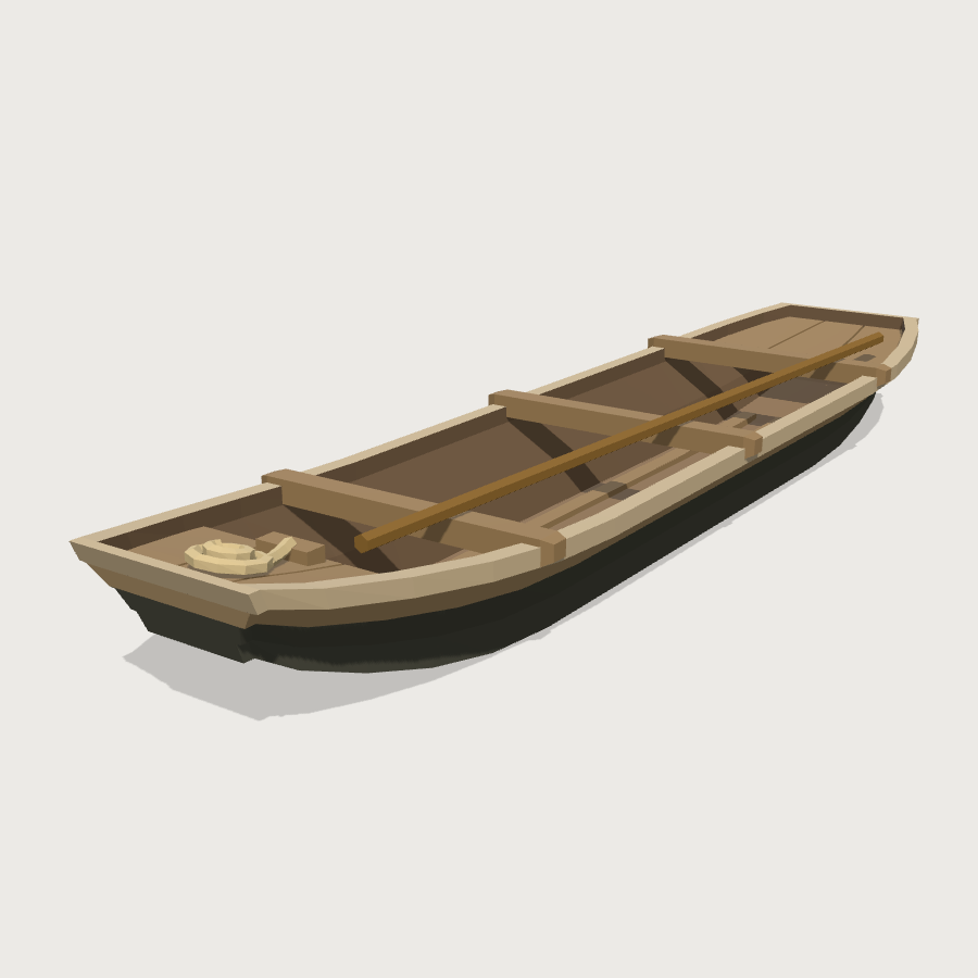 Flat River Boat low-poly 3D model