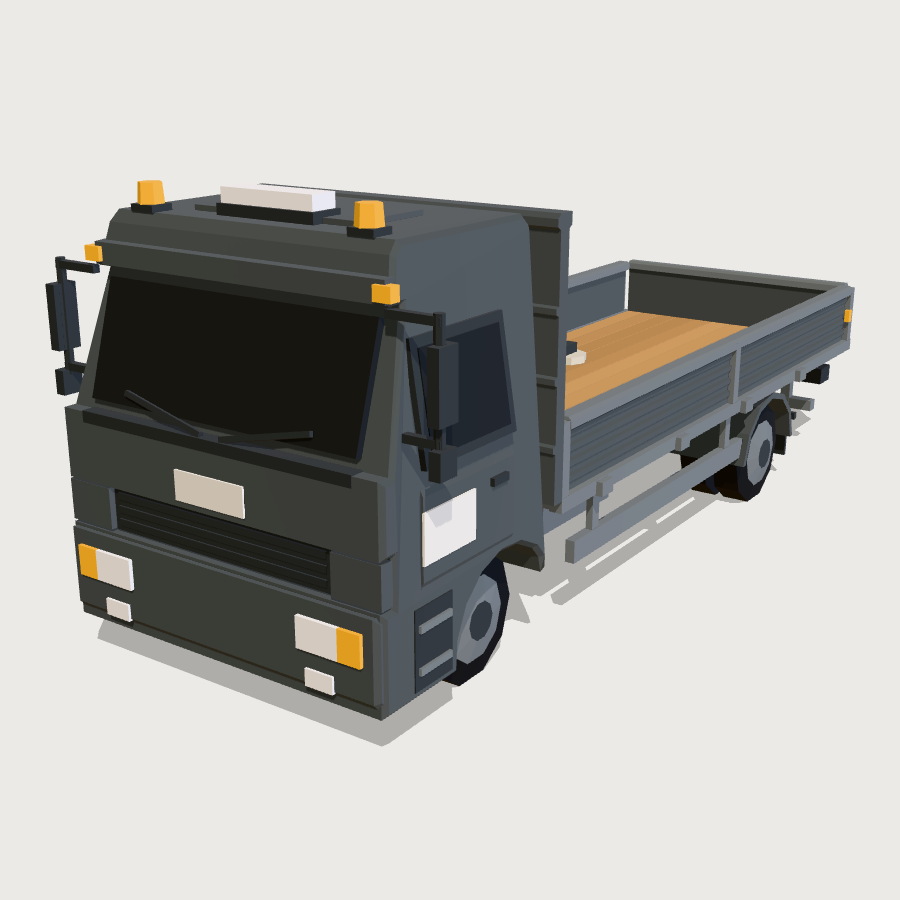 Flatbed Delivery Lorry low-poly 3D model