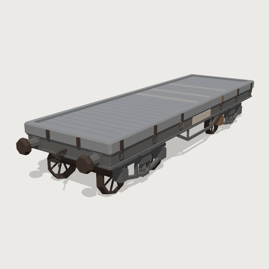 Flatbed Wagon low-poly 3D model