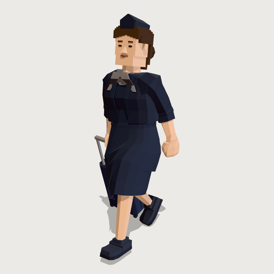 Flight Attendant low-poly 3D model