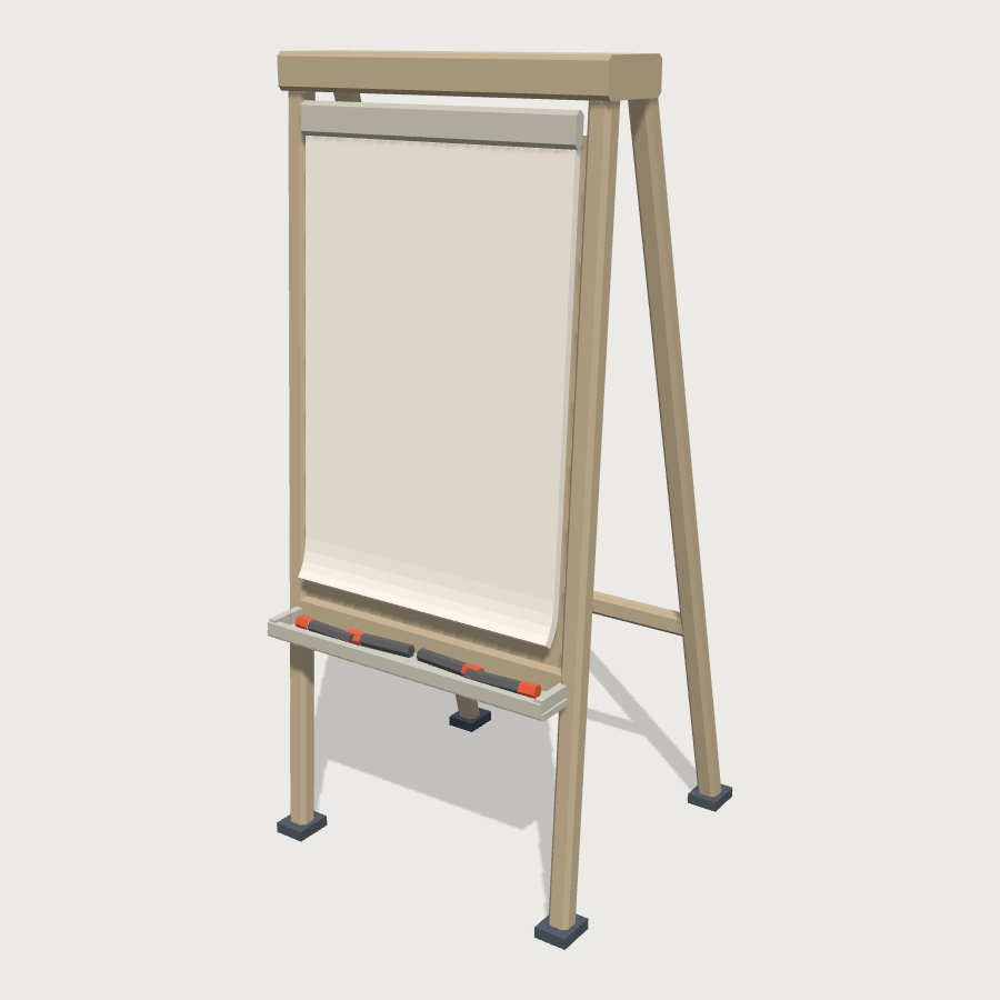 Flipchart Easel low-poly 3D model