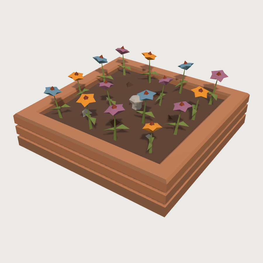Flower Bed low-poly 3D model