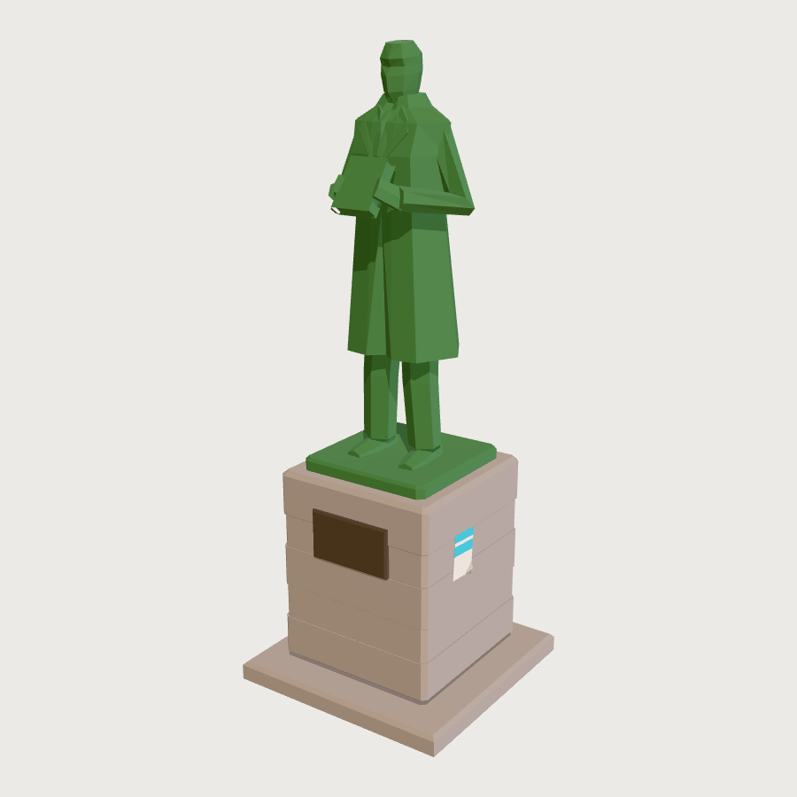 Founder's Statue low-poly 3D model