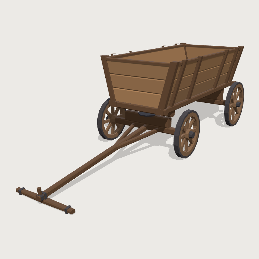 Four-Wheel Wagon low-poly 3D model