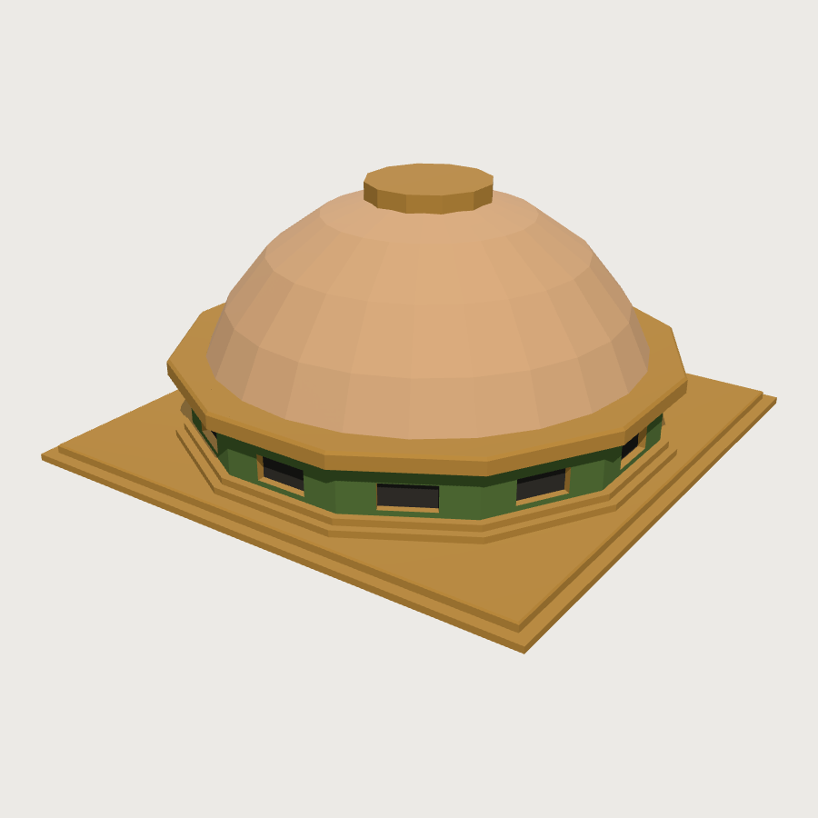 Frescoed Ceiling Dome Bay low-poly 3D model