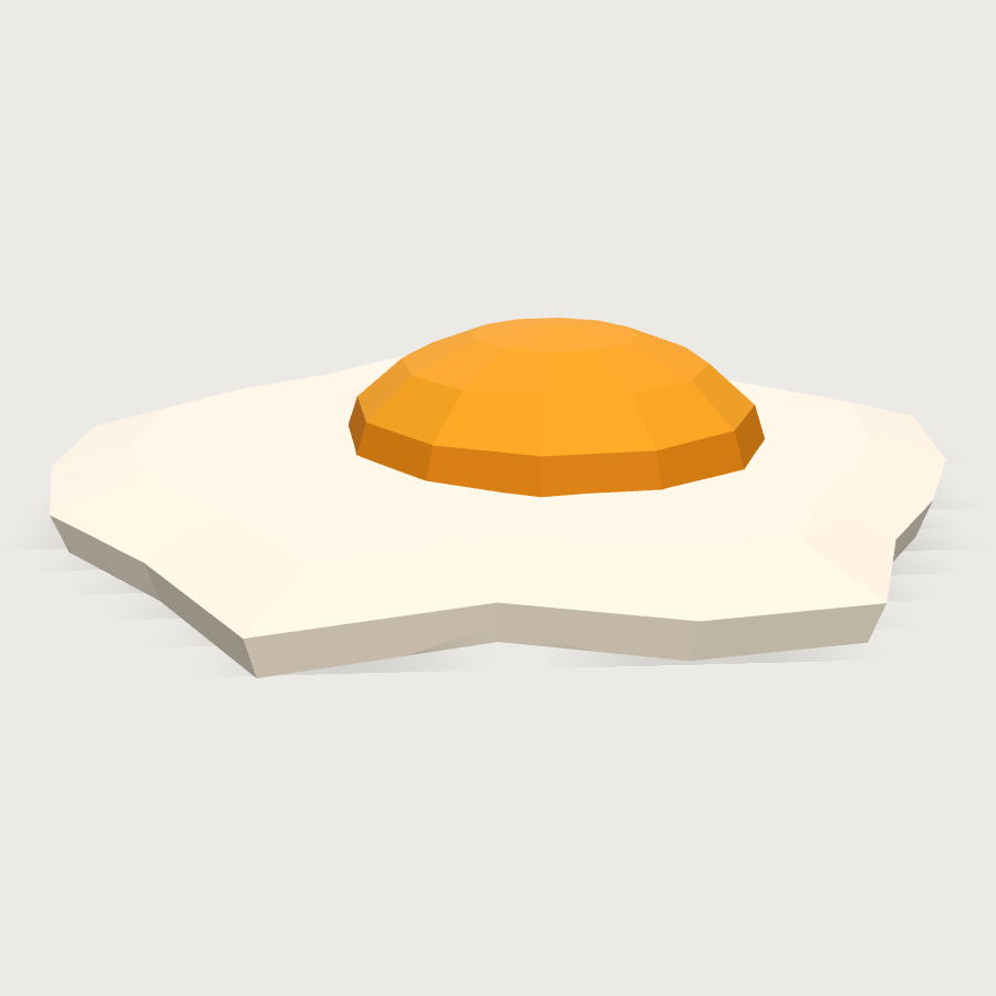 Fried Egg low-poly 3D model