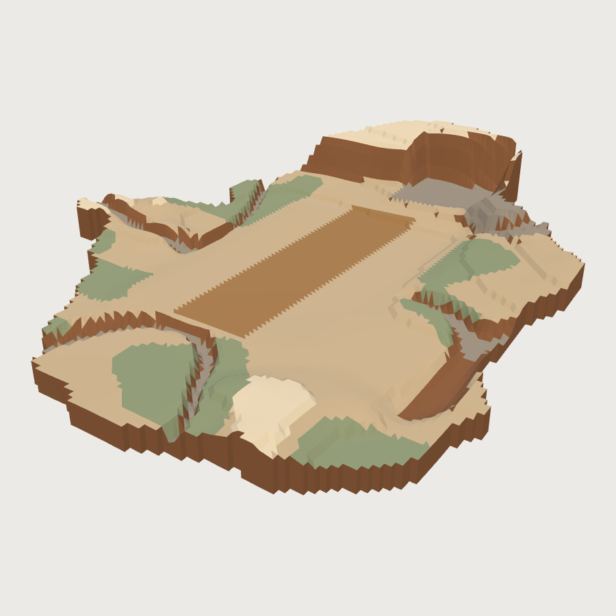 Frontier Town Terrain low-poly 3D model