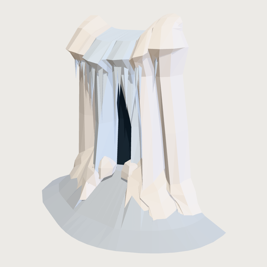 Frozen Waterfall low-poly 3D model
