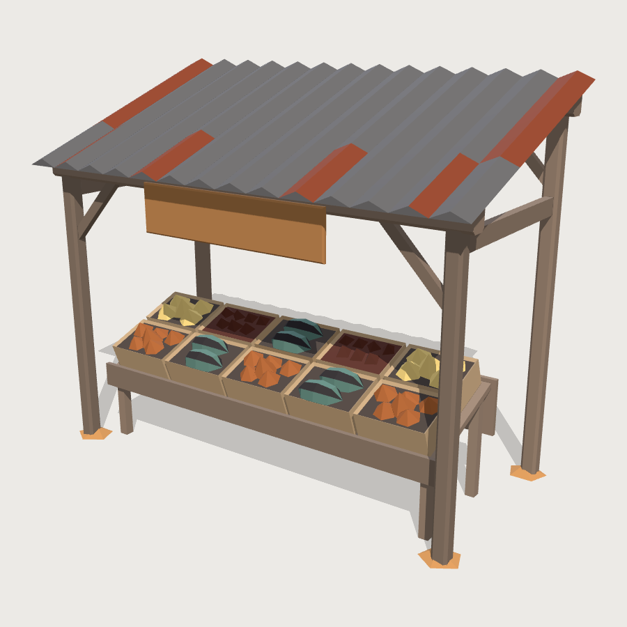 Fruit Stand low-poly 3D model