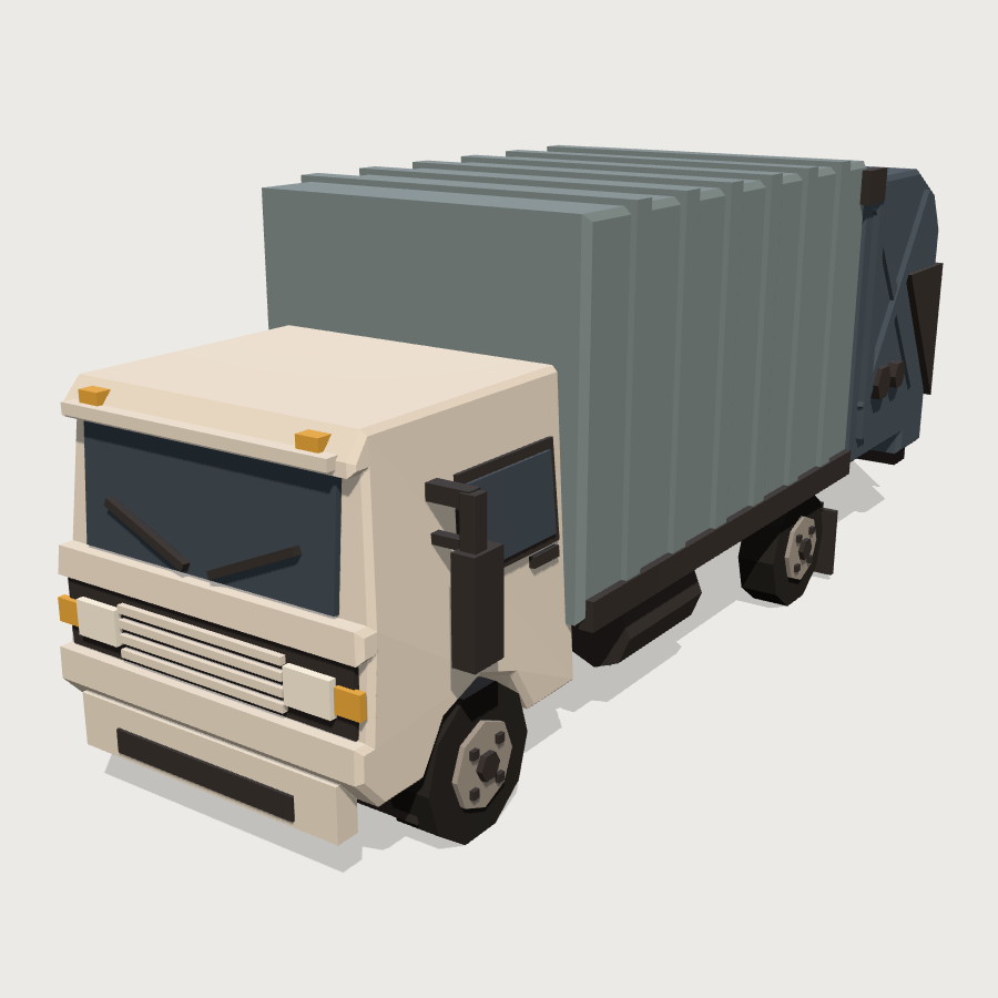 Garbage Truck low-poly 3D model