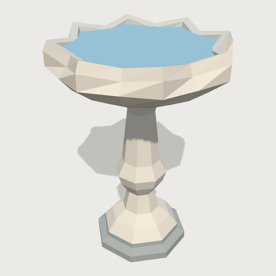 Garden Birdbath low-poly 3D model