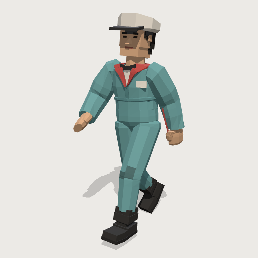 Gas Station Attendant low-poly 3D model