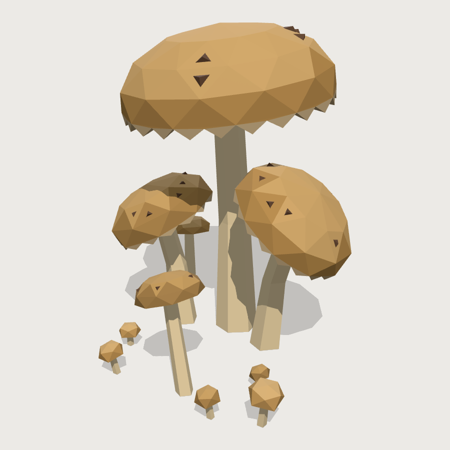 Giant Mushroom Cluster low-poly 3D model