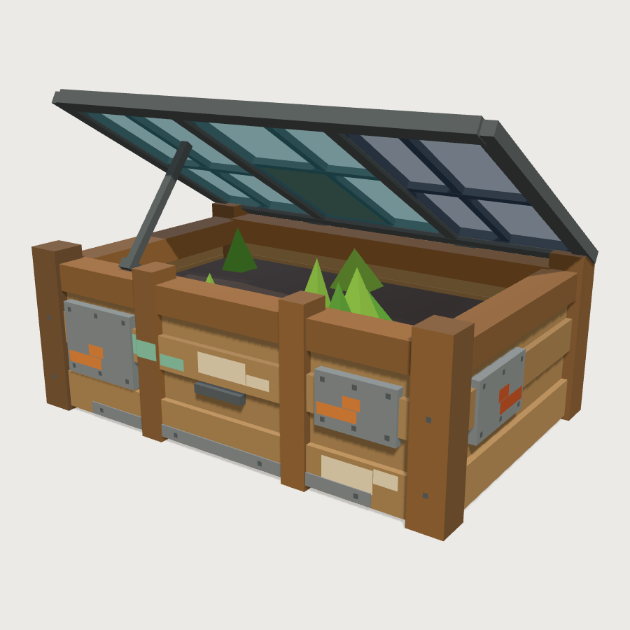 Glass cold frame low-poly 3D model