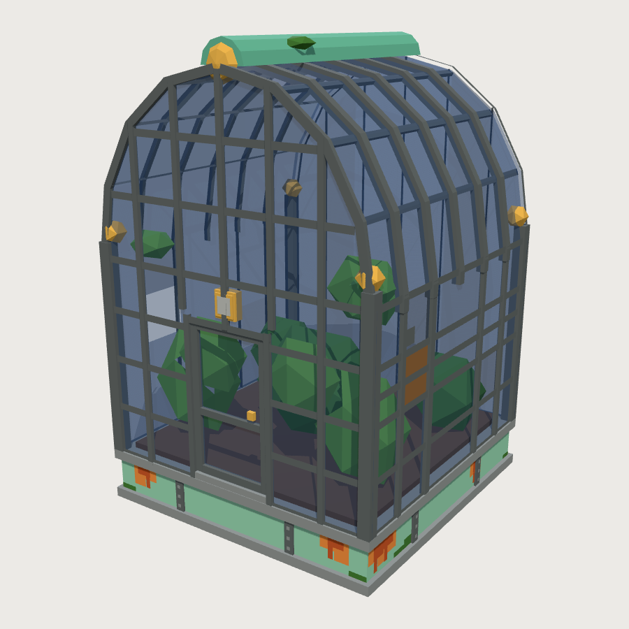 Glass conservatory low-poly 3D model