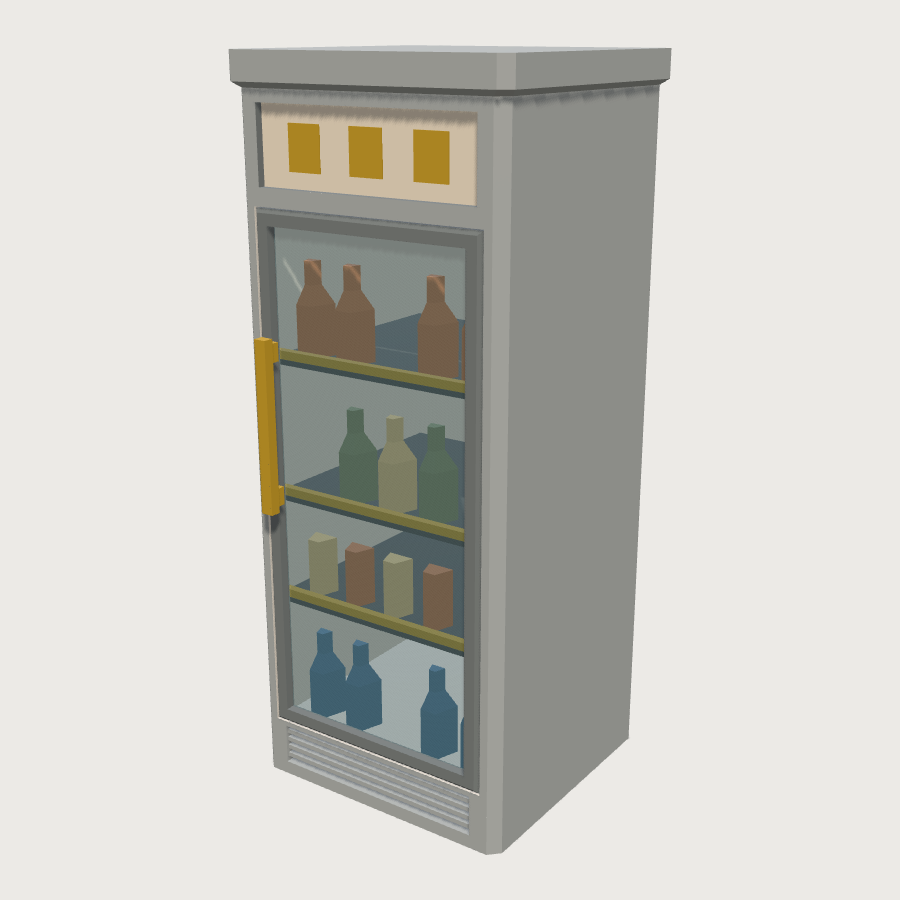 Glass-Door Drinks Fridge low-poly 3D model