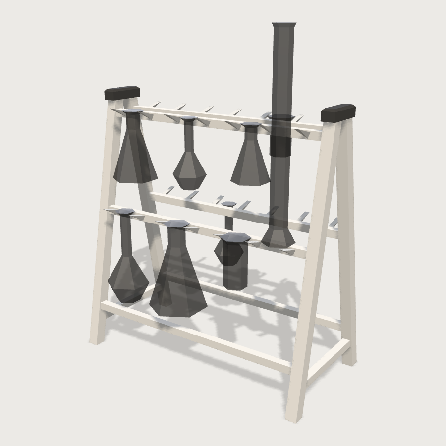 Glassware Set on Rack low-poly 3D model