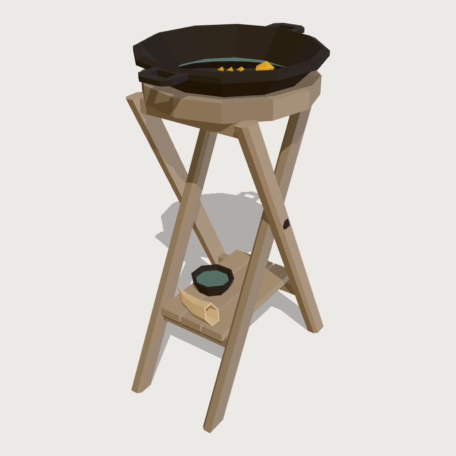 Gold Pan on a Stand low-poly 3D model