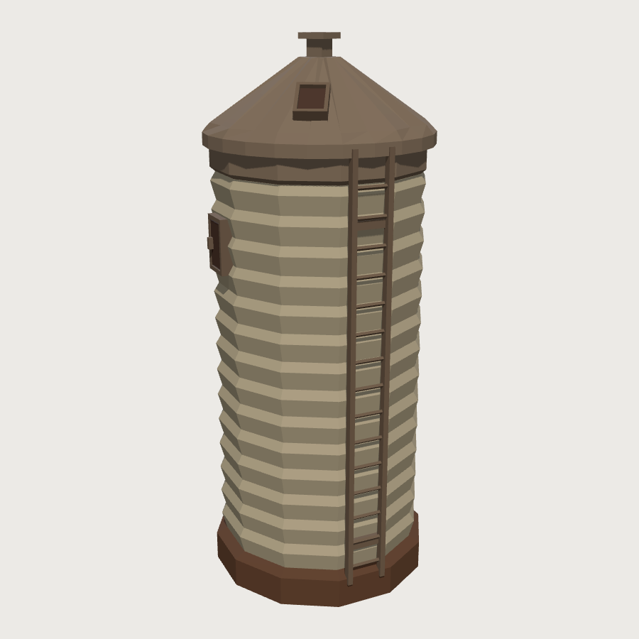 Grain Silo low-poly 3D model