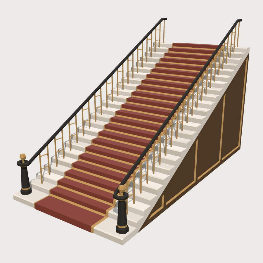 Grand Marble Staircase low-poly 3D model