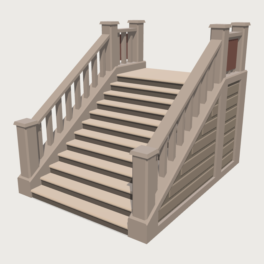 Grand Stair Flight (Between Levels) low-poly 3D model
