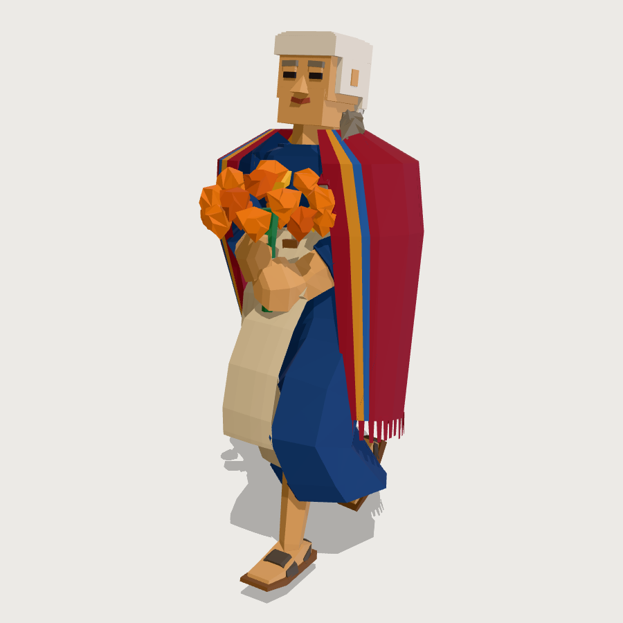 Grandmother In A Rebozo low-poly 3D model