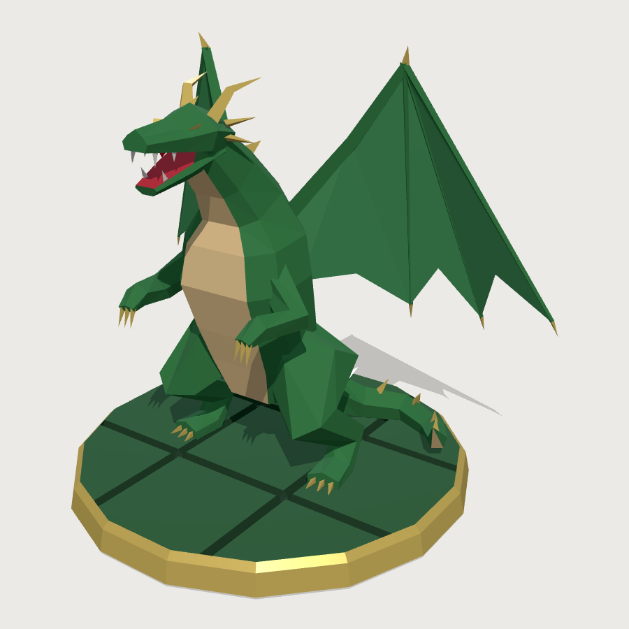 Green Dragon Miniature low-poly 3D model
